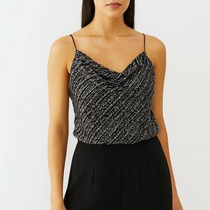 Parker beaded spaghetti strap blouse party Holiday chic Christmas New Year's eve